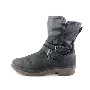 UGG Simmens Black Leather Winter Boots 6